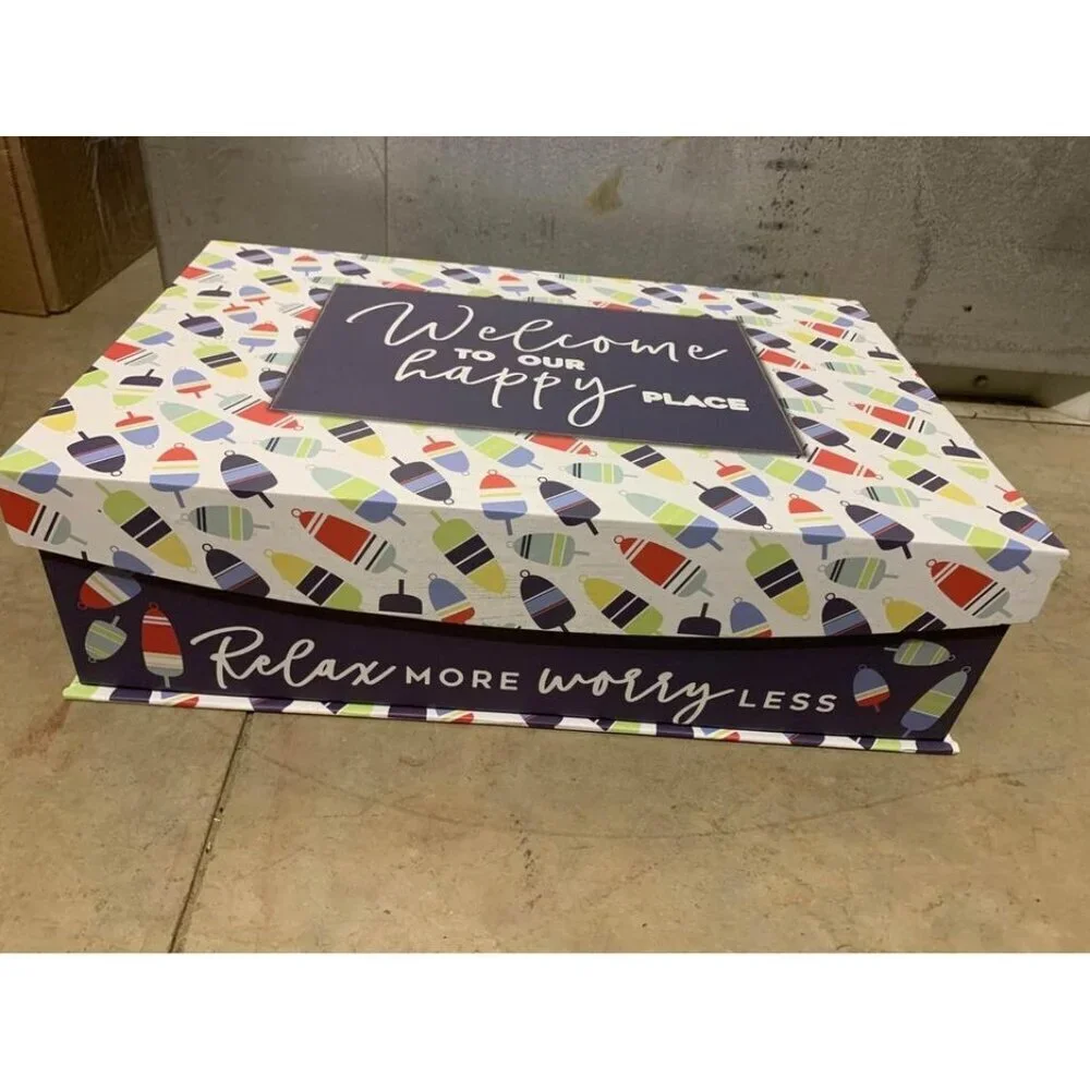 New Decorative Box “Welcome To Our Happy Place” Home Fishing Boat Nautical Gift